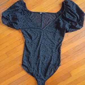 Zara Black Polka Dot Bodysuit